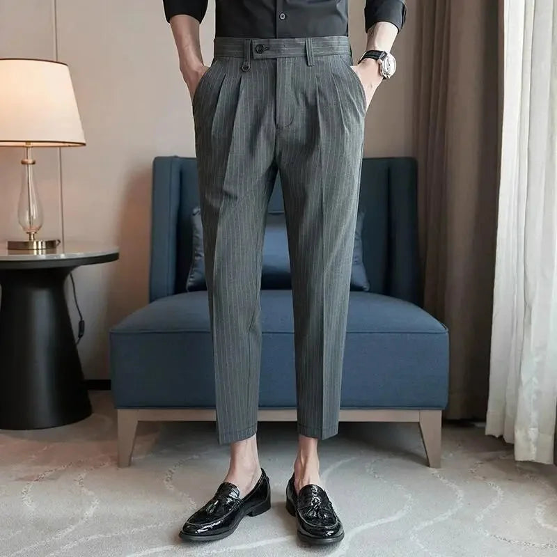Striped Suit Trousers Azenli