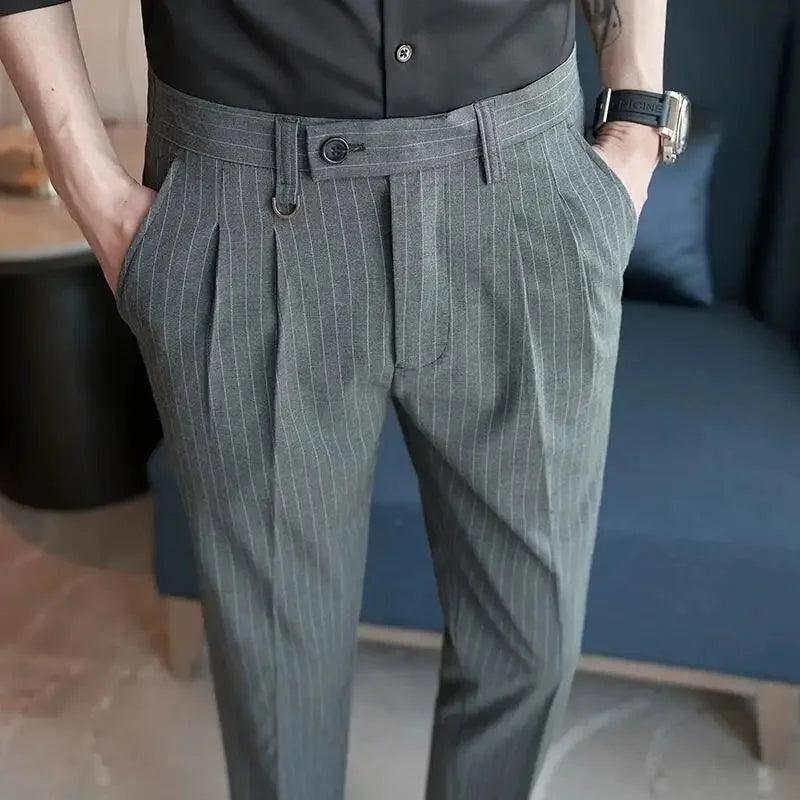 Striped Suit Trousers Azenli