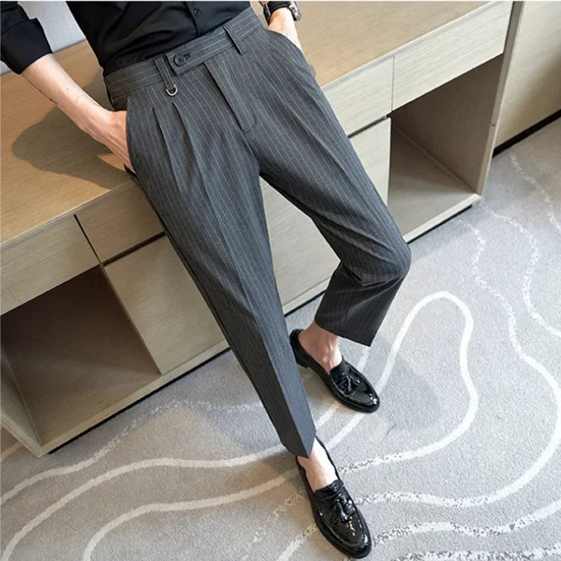 Striped Suit Trousers Azenli